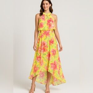 eliza j floral halter dress Eliza J Halter Neck 3D Floral Evening Gown EJ3M2071